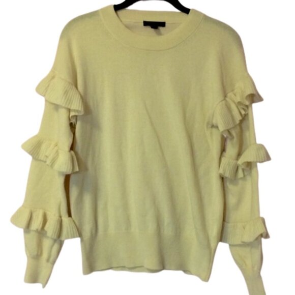 3/$30 J. CREW IVORY RUFFLE SLEEVE CREW NECK SWEATER XS - Picture 3 of 7